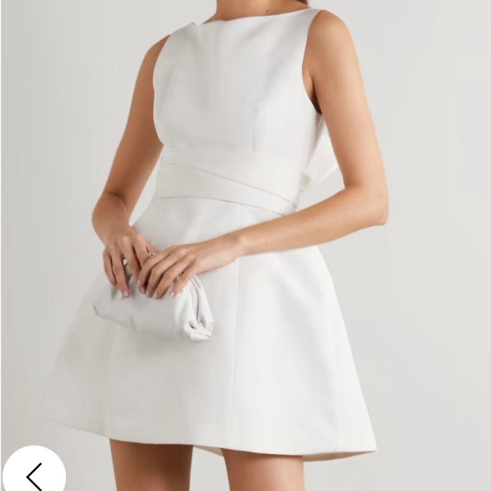 Brandon Maxwell Silk Faille Mini Dress Ivory Size 10